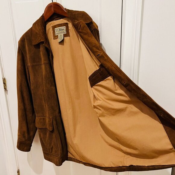 LL Bean Mens Brown Soft Leather Barn Hunting Chore Jacket Vintage Size L… - Picture 8 of 16
